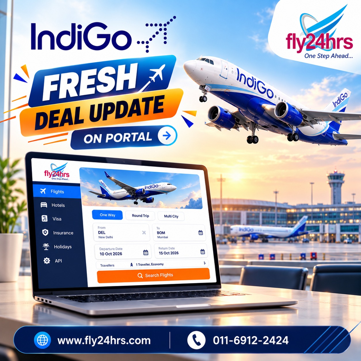 Fly24hrs fresh IndiGo deal update promotional banner